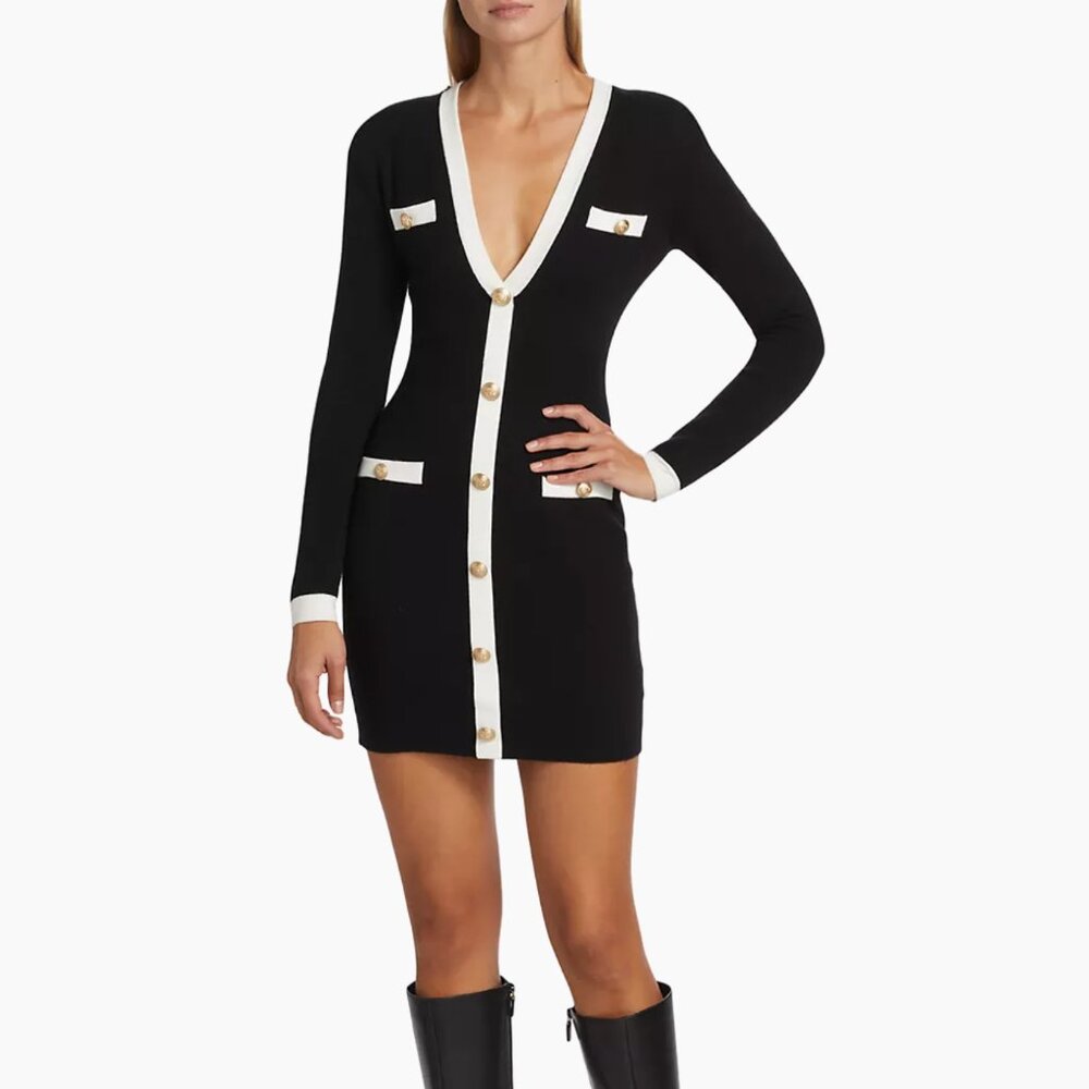 NWT! L'AGENCE Uzma V-Neck Black Mini dress (S)
